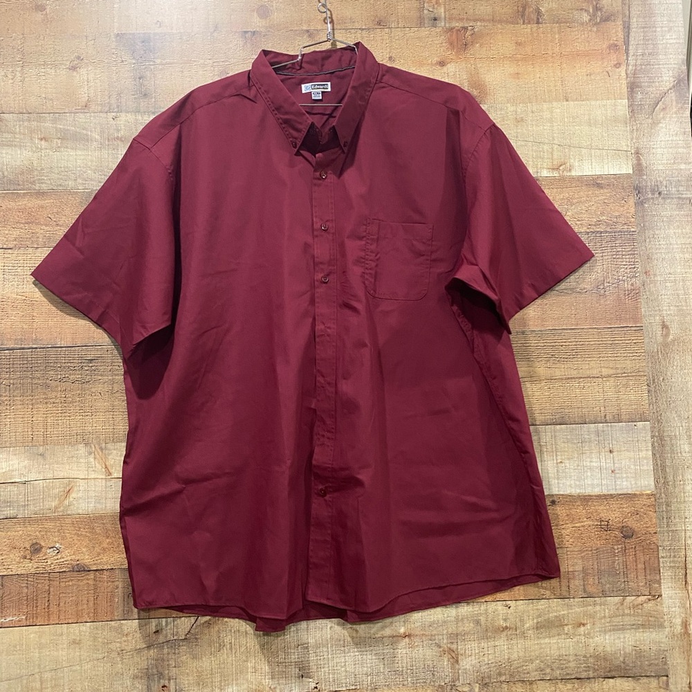 New Edwards Maroon Short Sleeve Big & Tall Men’s Shirt 4XL Tall